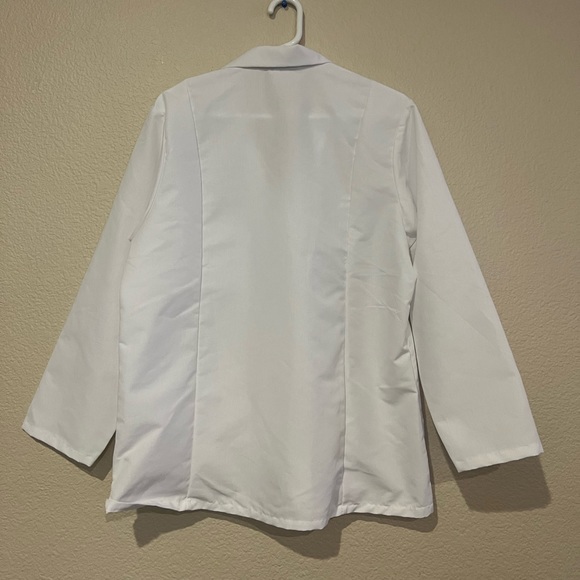 Women's Lapel Counter Coat White Short Long Sleeve Medium Healthcare Pharmacy - Picture 6 of 7
